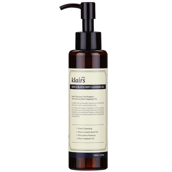 Klairs Gentle Black Deep Cleansing Oil Очищающее гидрофильное масло, 150 мл