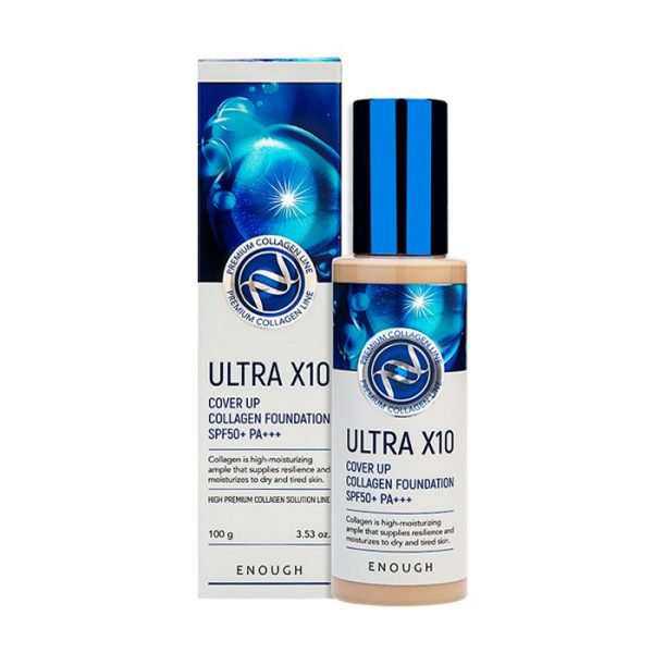Enough ULTRA X10 Cover Up Collagen Foundation Тональная основа с коллагеном, 100 мл